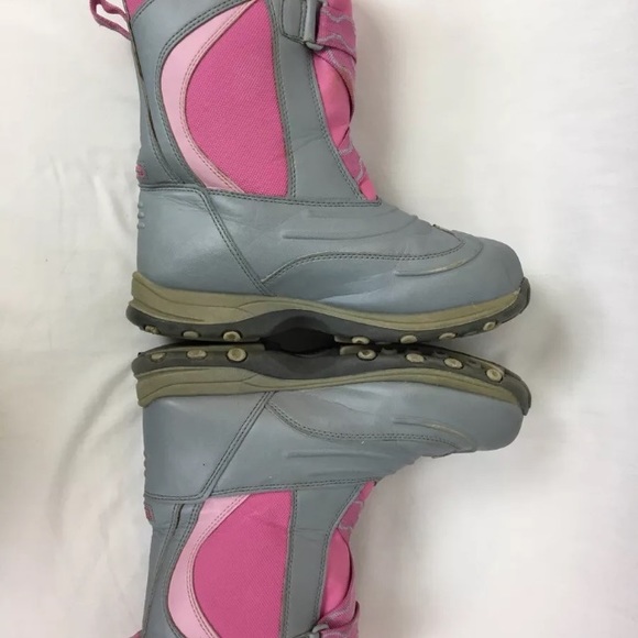 SOLD LL Bean Snow Boots Youth Girls 4 Pink Gray - Picture 4 of 8